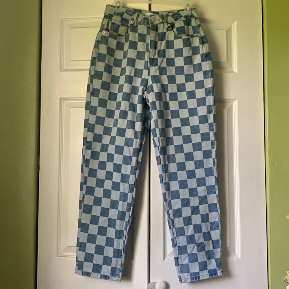 Forever 21 High Waisted Checkered Jeans